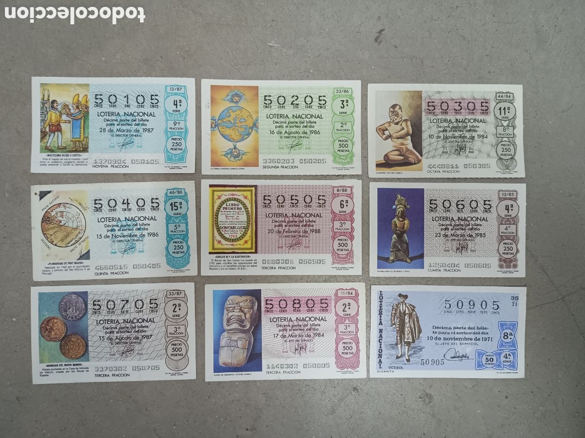 National Spanish Lottery: N&Uacute;MEROS CAPIC&Uacute;AS - 50005 A 50905 - PRECIO POR UNIDAD - ME QUEDAN LOS DE LA FOTOGRAF&Iacute;A