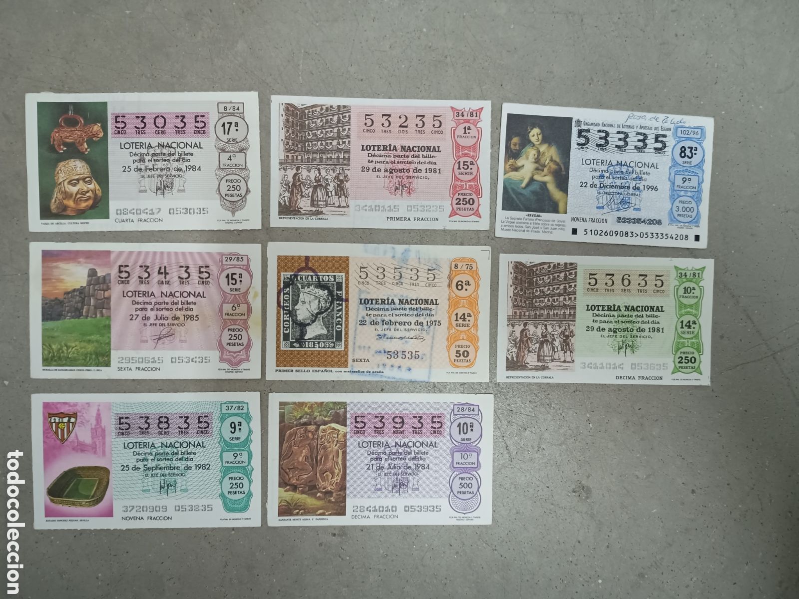 National Spanish Lottery: N&Uacute;MEROS CAPIC&Uacute;AS - 53035 A 53935 - PRECIO POR UNIDAD - ME QUEDAN LOS DE LA FOTOGRAF&Iacute;A