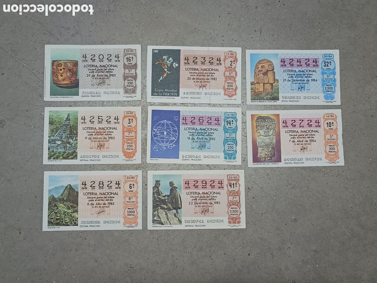 National Spanish Lottery: N&Uacute;MEROS CAPIC&Uacute;AS - 42024 A 42924 - PRECIO POR UNIDAD - ME QUEDAN LOS DE LA FOTOGRAF&Iacute;A