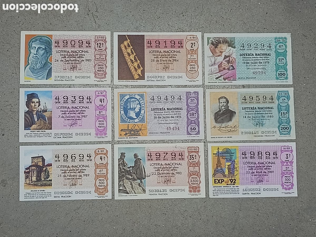 National Spanish Lottery: N&Uacute;MEROS CAPIC&Uacute;AS - 49094 A 49994 - PRECIO POR UNIDAD - ME QUEDAN LOS DE LA FOTOGRAF&Iacute;A