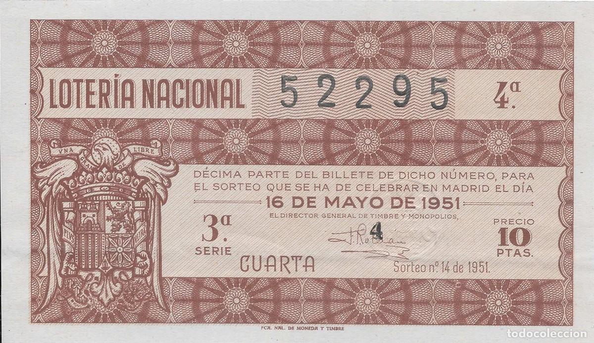 Loter&iacute;a Nacional: LOTER&Iacute;A NACIONAL. SORTEO 14 DE 1951