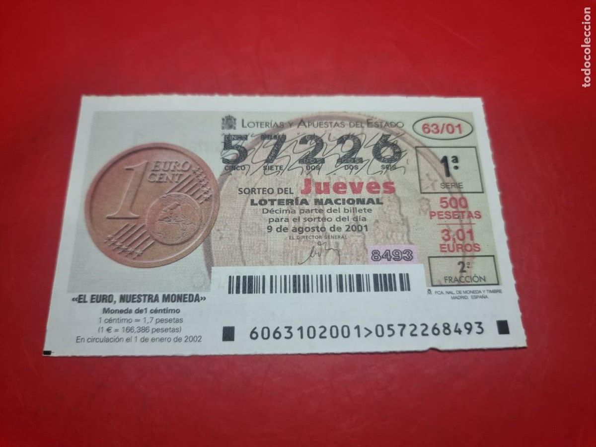 Lotteria Nationale Spagnola: DECIMO LOTERIA 63/01 JUEVES