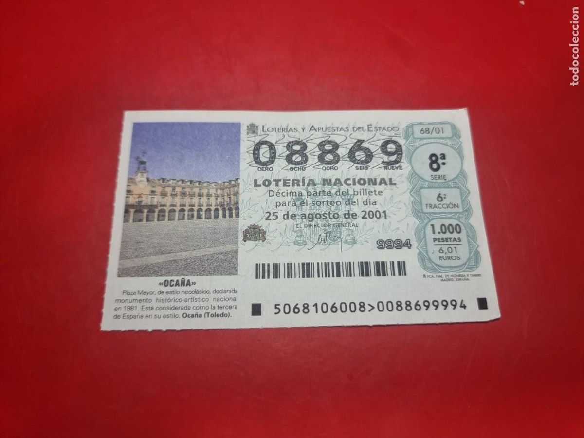 Lotteria Nationale Spagnola: DECIMO LOTERIA 68/01