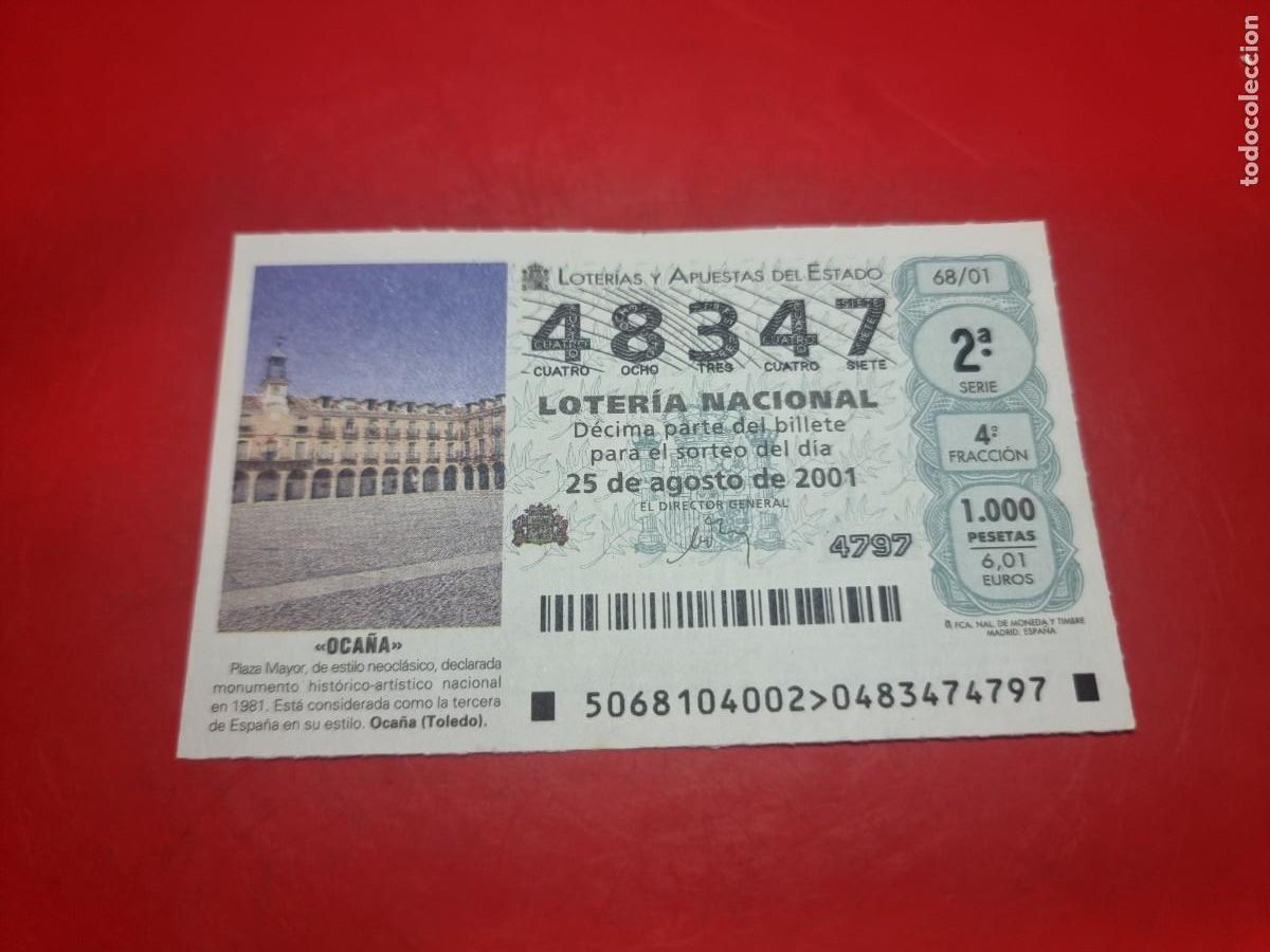 Lotteria Nationale Spagnola: DECIMO LOTERIA 68/01