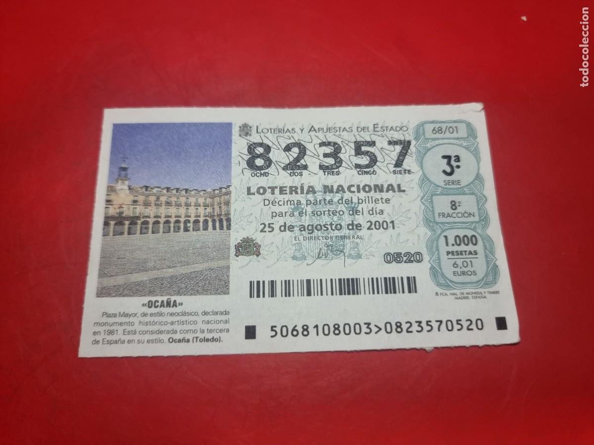 Lotteria Nationale Spagnola: DECIMO LOTERIA 68/01