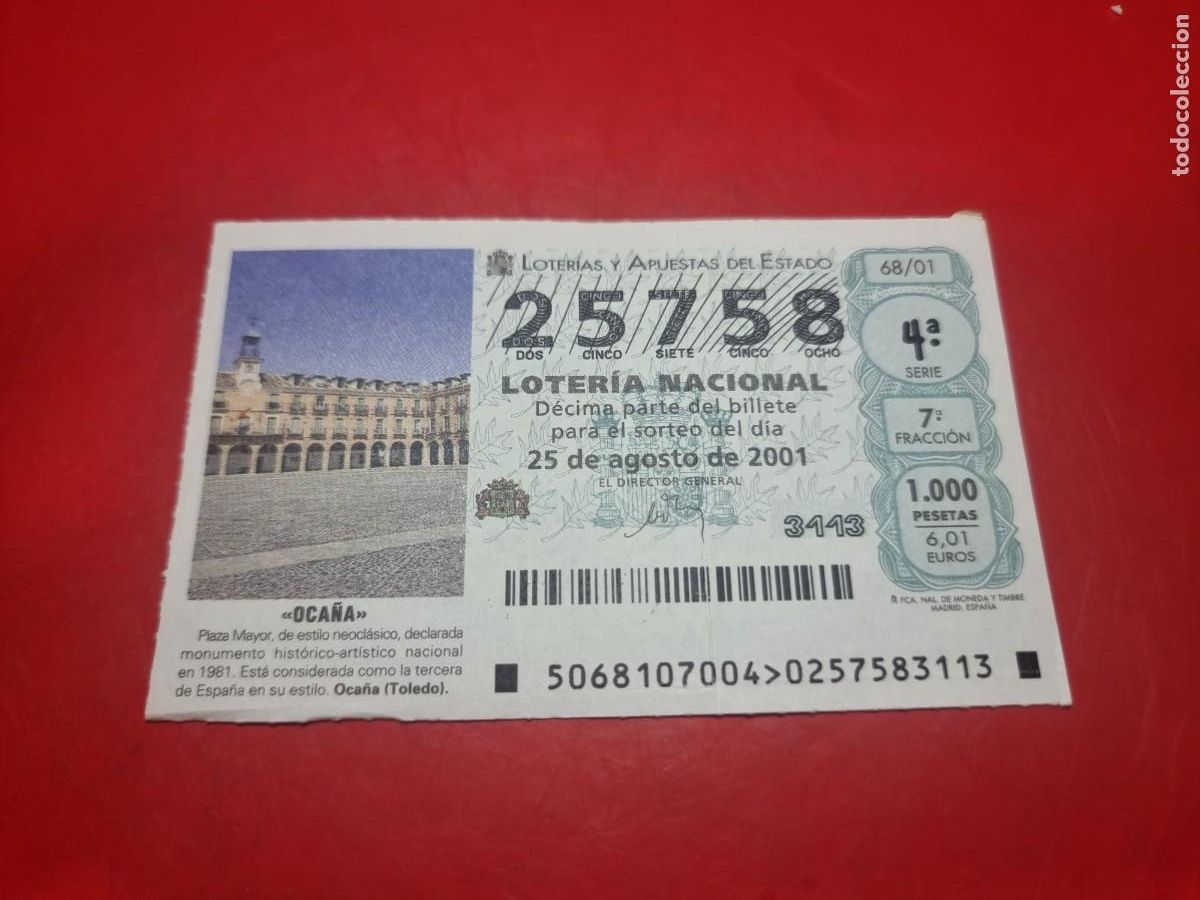 Lotteria Nationale Spagnola: DECIMO LOTERIA 68/01