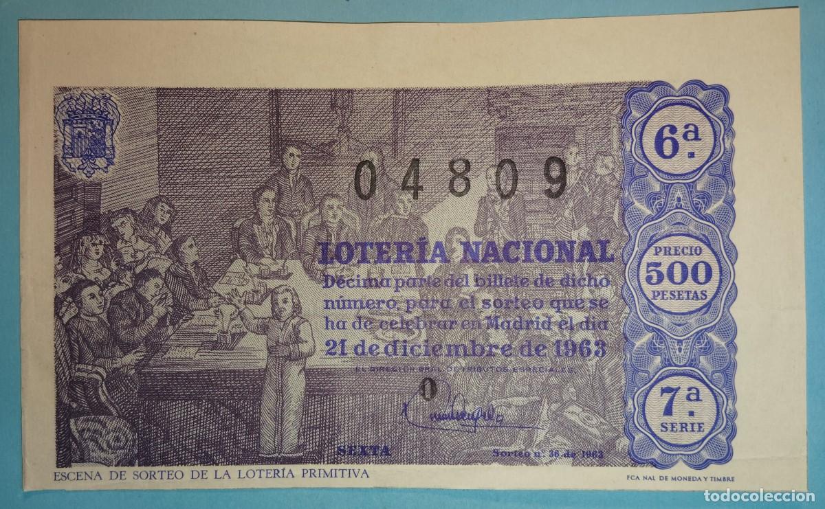 Loter&iacute;a Nacional: Loter&iacute;a Nacional, a&ntilde;o 1963, sorteo 36