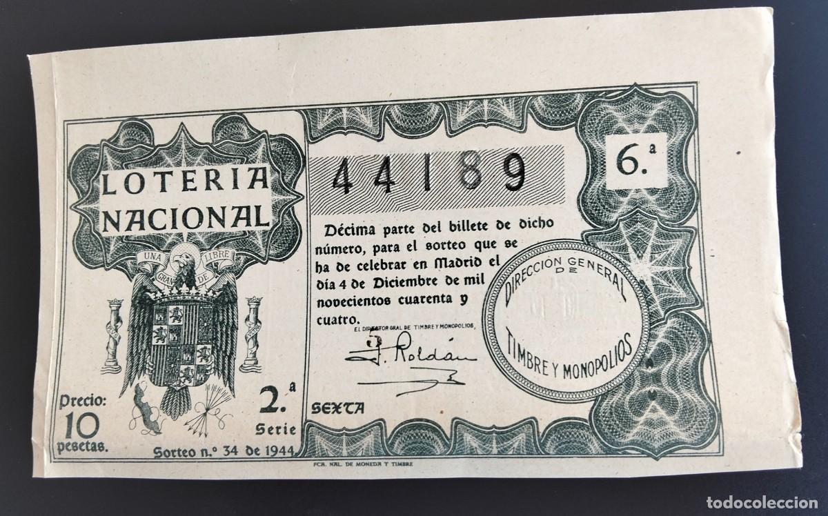 National Spanish Lottery: LOME5 LOTERIA NACIONAL A&Ntilde;O 1944 SORTEO 34