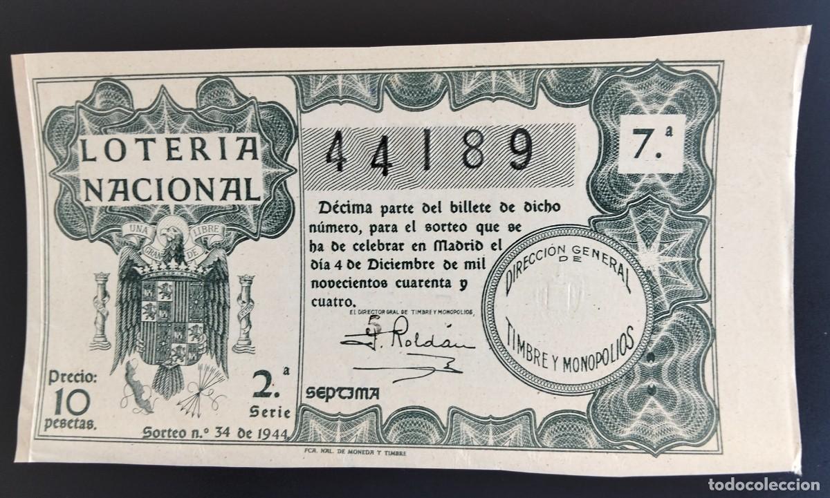 National Spanish Lottery: LOME5 LOTERIA NACIONAL A&Ntilde;O 1944 SORTEO 34