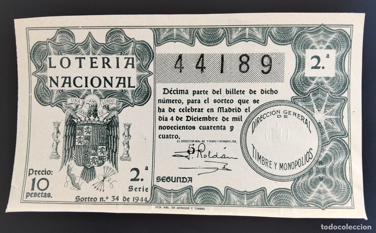 National Spanish Lottery: LOME5 LOTERIA NACIONAL A&Ntilde;O 1944 SORTEO 34