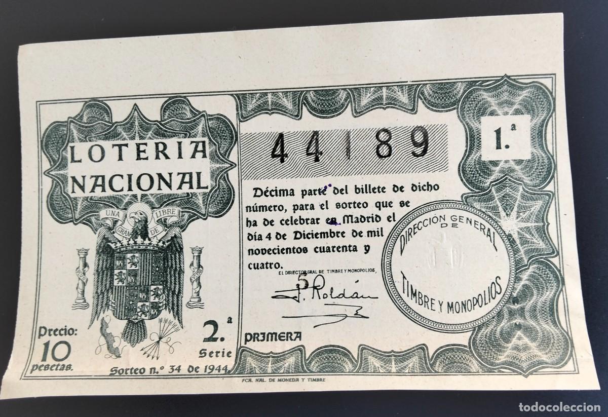 National Spanish Lottery: LOME5 LOTERIA NACIONAL A&Ntilde;O 1944 SORTEO 34