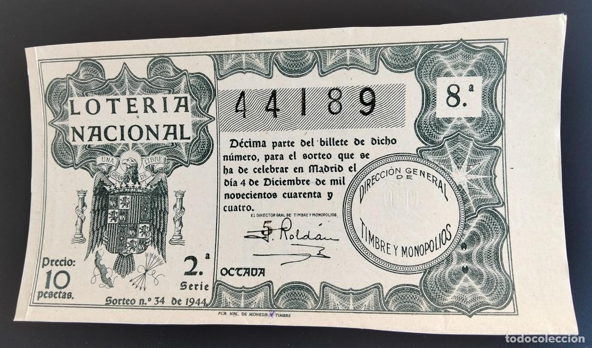National Spanish Lottery: LOME5 LOTERIA NACIONAL A&Ntilde;O 1944 SORTEO 34