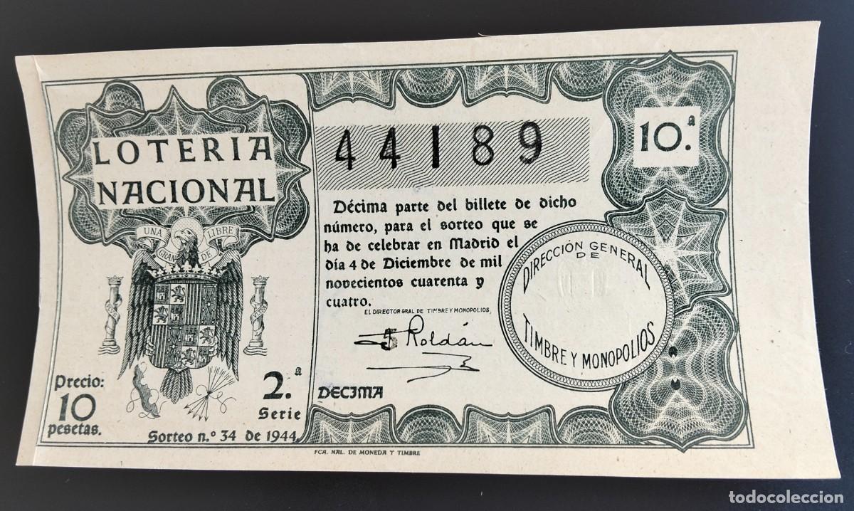 National Spanish Lottery: LOME5 LOTERIA NACIONAL A&Ntilde;O 1944 SORTEO 34