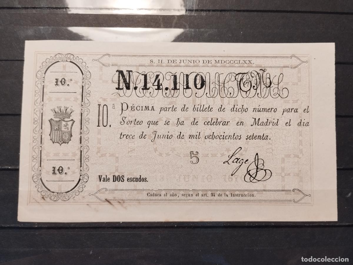 Lotaria Nacional: TKZ -- DECIMO DE LOTERIA DE 1870. MADRID. PLANCHA. PERFECTO.
