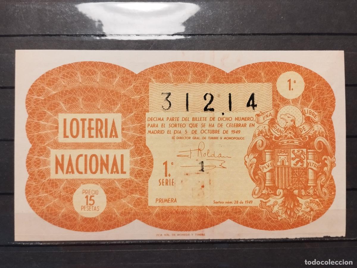 Lotaria Nacional: TKZ -- DECIMO LOTERIA NACIONAL. 1949. SORTEO N&ordm; 28. MADRID. INFIMA DOBLEZ INFERIOR. BUENA CALIDAD
