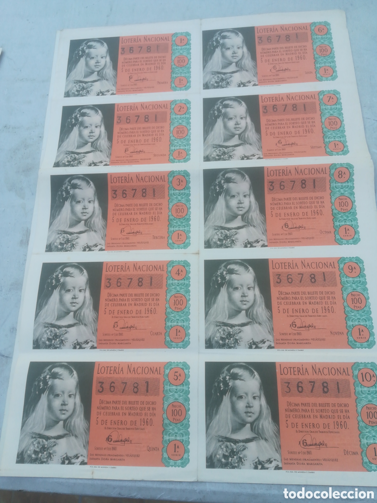 Loter&iacute;a Nacional: Loteria Billete del 1960 sorteo 1