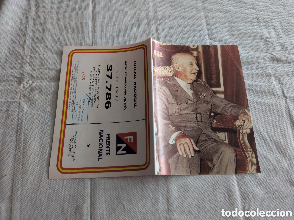 Loter&iacute;a Nacional: PARTICIPACION DE LOTERIA. FRENTE NACIONAL.FRANCISCO FRANCO. 5 ENERO 1993.