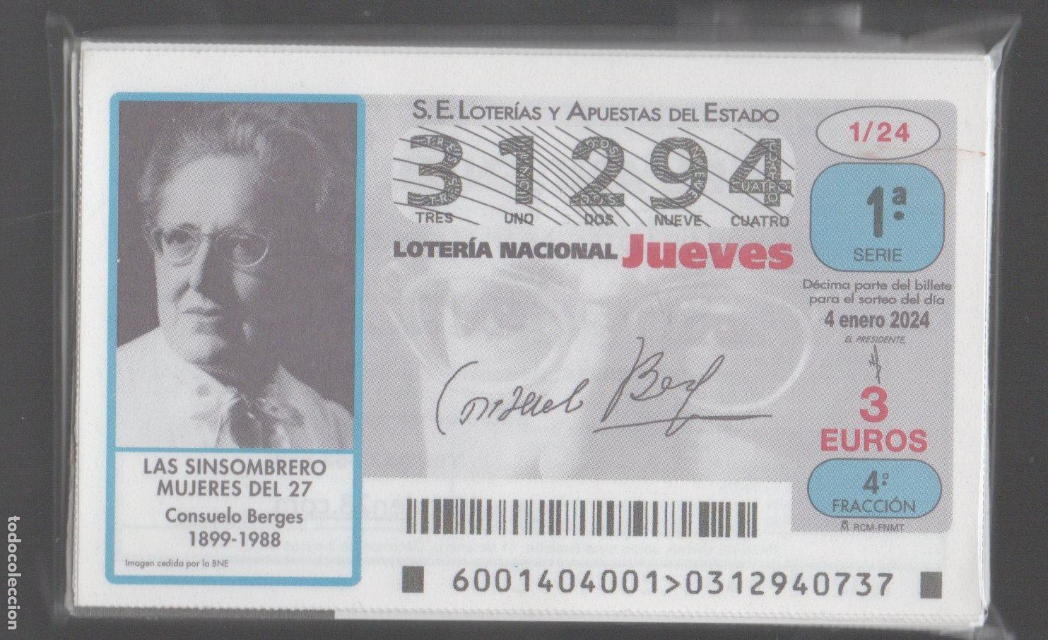 Loter&iacute;a Nacional: LOTER&Iacute;A NACIONAL DEL JUEVES - A&Ntilde;O 2024 COMPLETO - 52 D&Eacute;CIMOS -