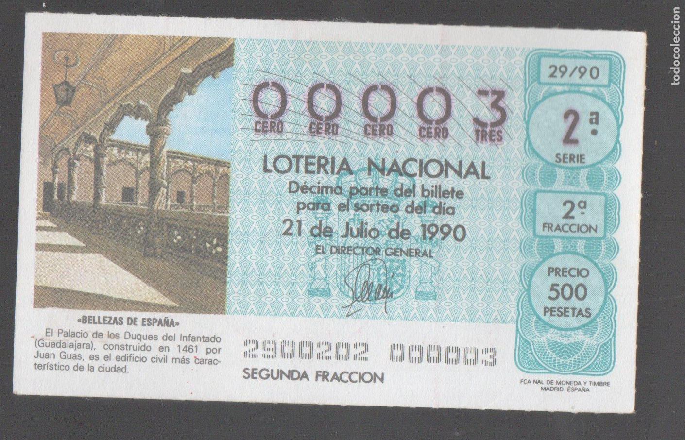 Loter&iacute;a Nacional: LOTER&Iacute;A NACIONAL - SORTEO N&ordm; 29 DEL A&Ntilde;O 1990 - BELLEZAS DE ESPA&Ntilde;A -
