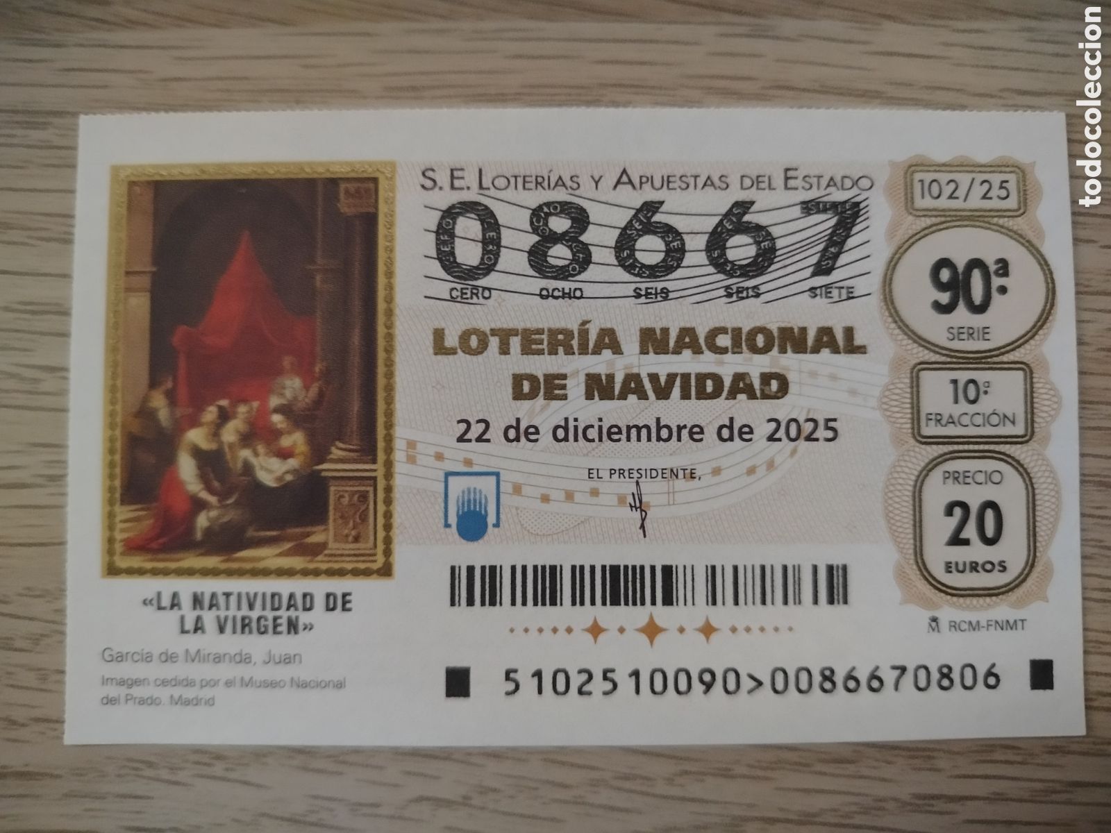 Loter&iacute;a Nacional: LOTERIA NAVIDAD 22-12-2025 - 8667