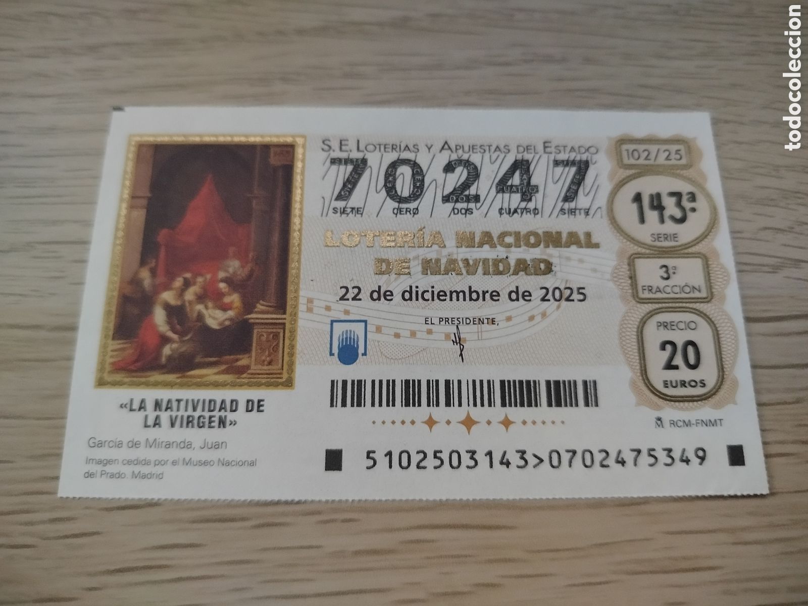 Loter&iacute;a Nacional: LOTERIA NAVIDAD 22-12-2025 - 70247