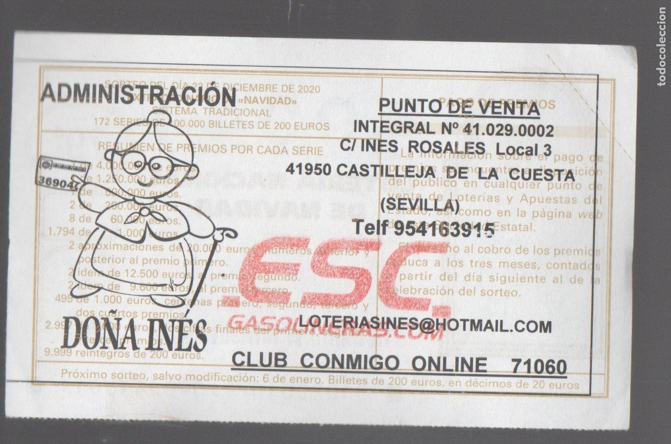 Loter&iacute;a Nacional: LOTER&Iacute;A NACIONAL - ADMINISTRACION DE LOTERIA DE CASTILLEJA DE LA CUESTA (SEVILLA) -