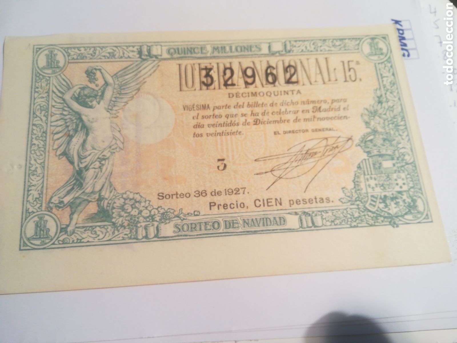 Loter&iacute;a Nacional: Loteria sorteo Navidad de 1927