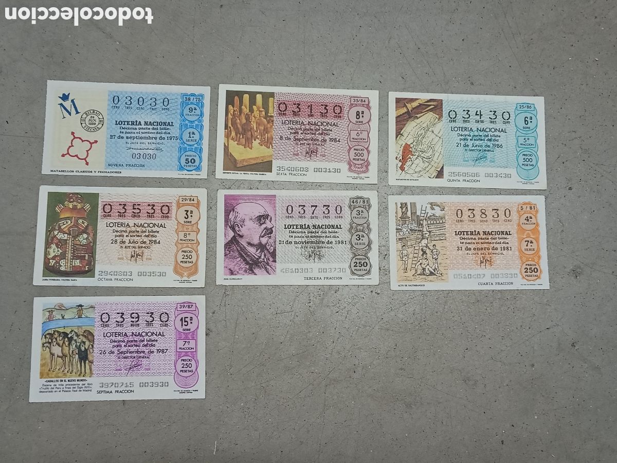 National Spanish Lottery: N&Uacute;MEROS CAPIC&Uacute;AS - 03030 A 03930 - PRECIO POR UNIDAD - ME QUEDAN LOS DE LA FOTOGRAF&Iacute;A