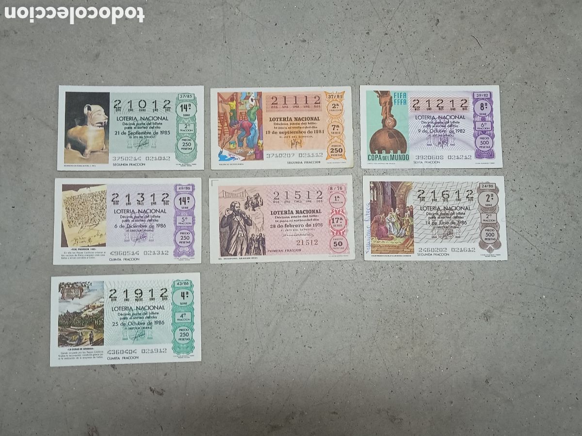 National Spanish Lottery: N&Uacute;MEROS CAPIC&Uacute;AS - 21012 A 21922 - PRECIO POR UNIDAD - ME QUEDAN LOS DE LA FOTOGRAF&Iacute;A