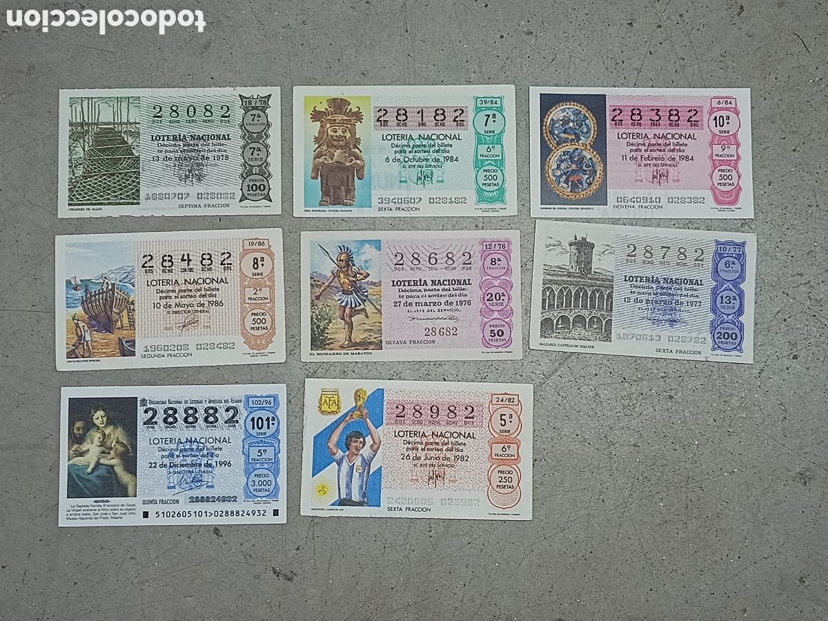 National Spanish Lottery: N&Uacute;MEROS CAPIC&Uacute;AS - 28082 A 28982 - PRECIO POR UNIDAD - ME QUEDAN LOS DE LA FOTOGRAF&Iacute;A