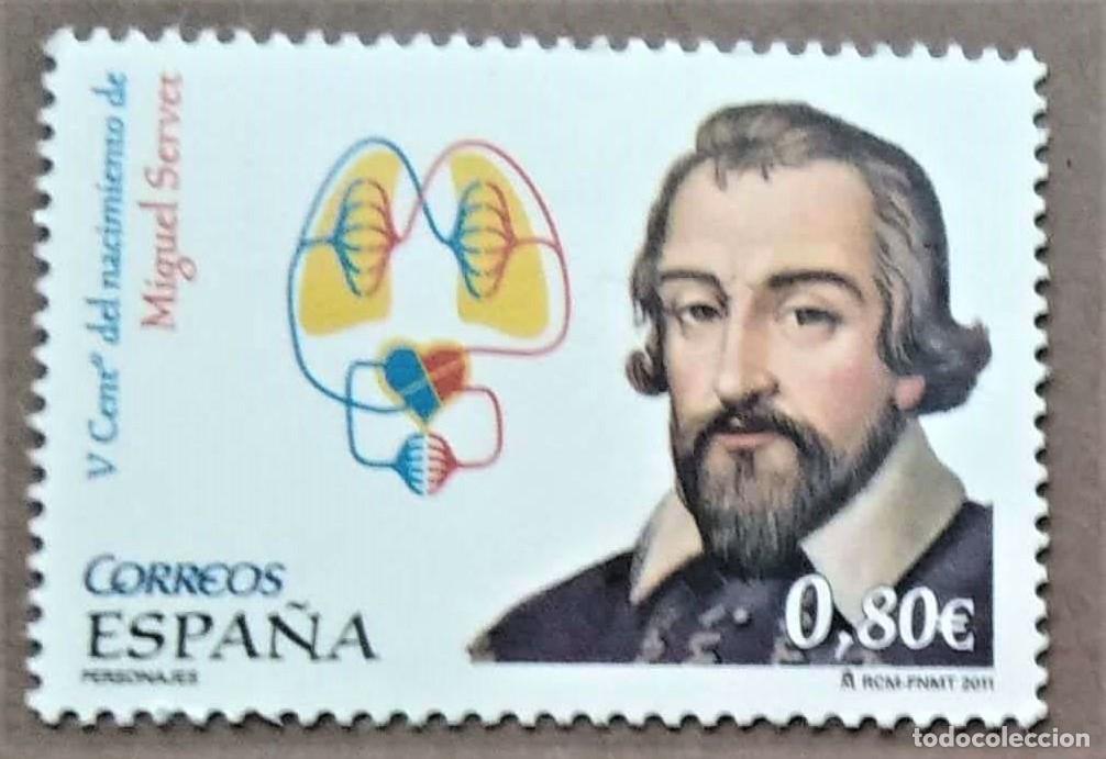Loter&iacute;a Nacional: Espa&ntilde;a. 4668 Personajes: Miguel Servet. 2011. Sellos nuevos y numeraci&oacute;n Edifil.