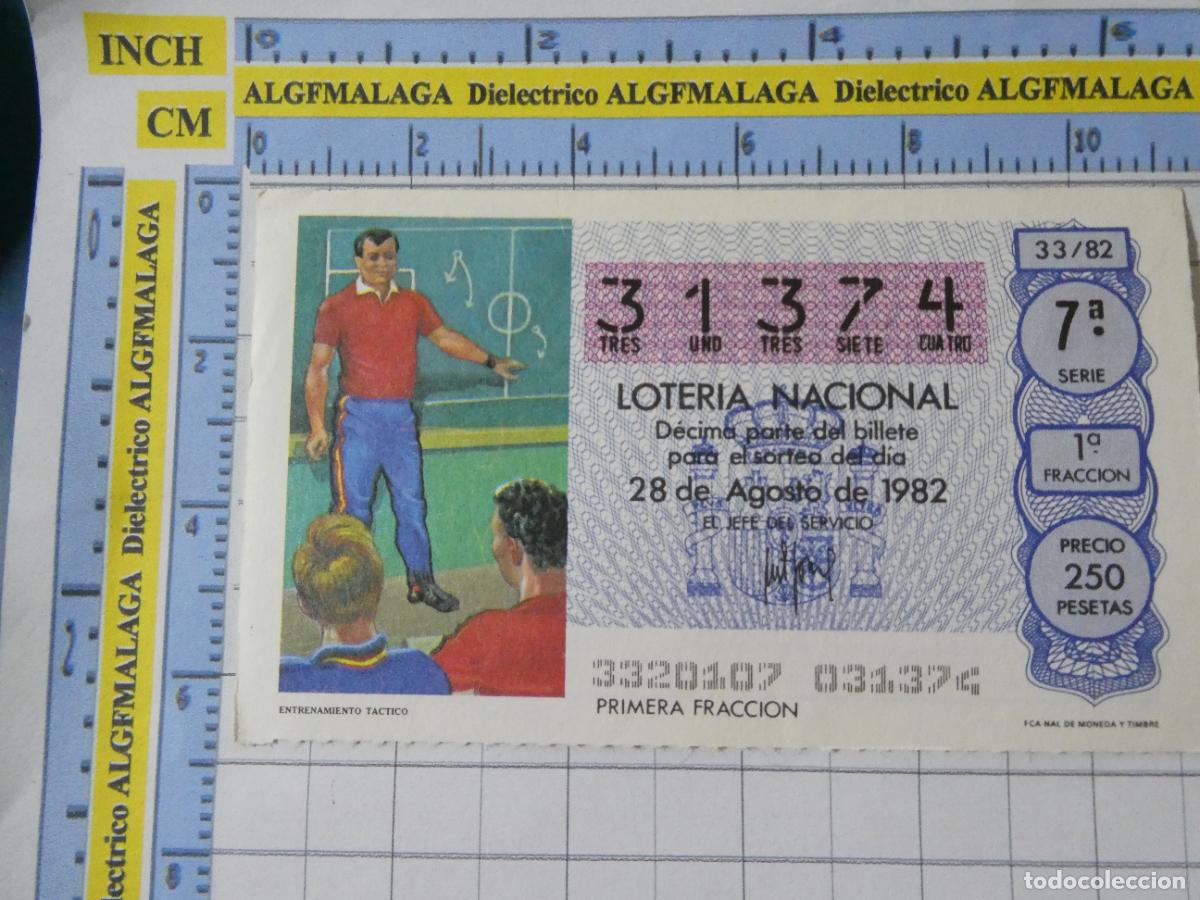 Loter&iacute;a Nacional: CUP&Oacute;N D&Eacute;CIMO LOTER&Iacute;A NACIONAL MUNDIAL F&Uacute;TBOL ESPA&Ntilde;A 82 1982. 33 28 AGOSTO ENTRENAMIENTO ENTRENADOR