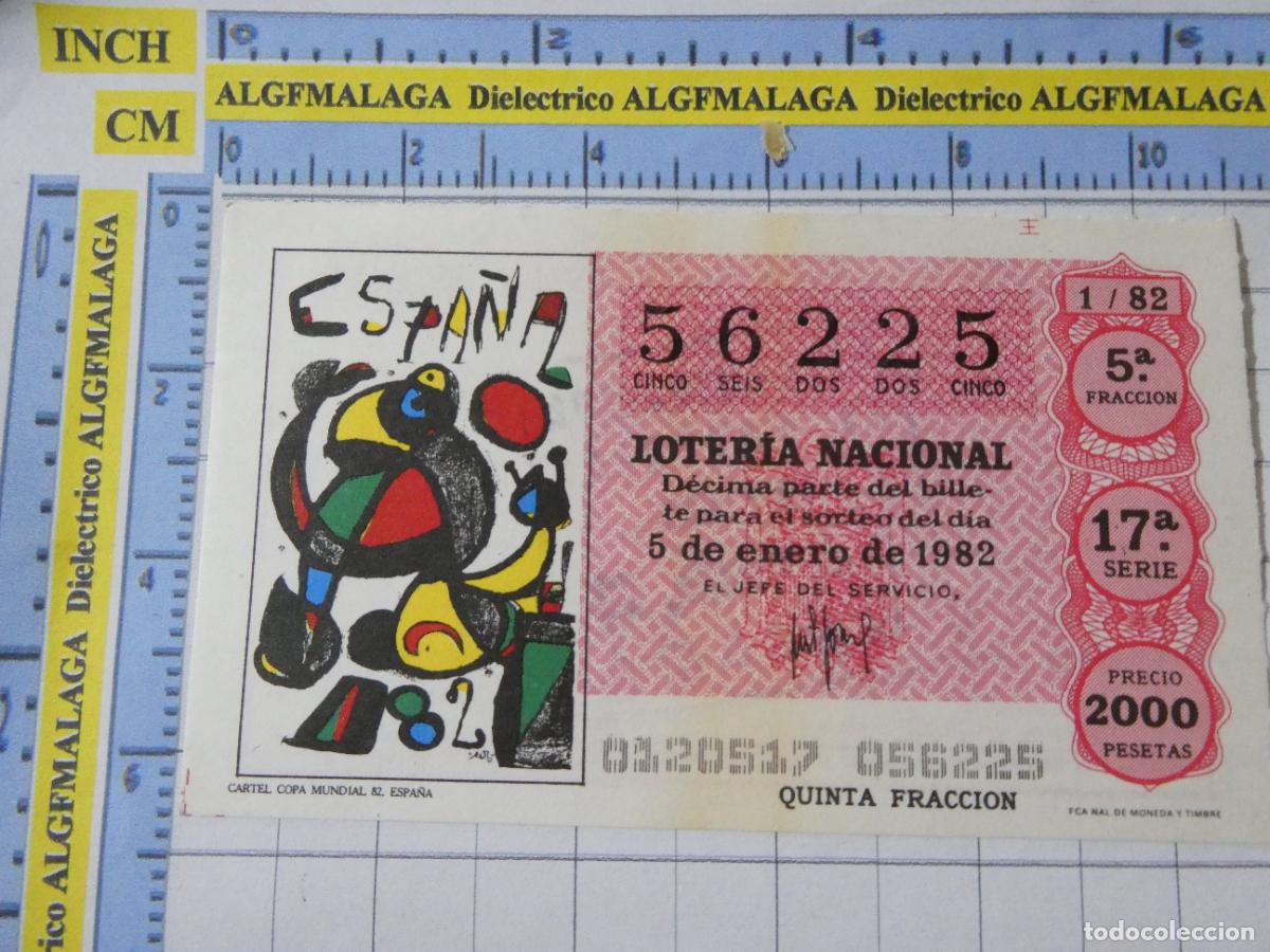 Loter&iacute;a Nacional: CUP&Oacute;N D&Eacute;CIMO LOTER&Iacute;A NACIONAL MUNDIAL F&Uacute;TBOL ESPA&Ntilde;A 82 1982. 1 5 ENERO CARTEL COPA MUNDO