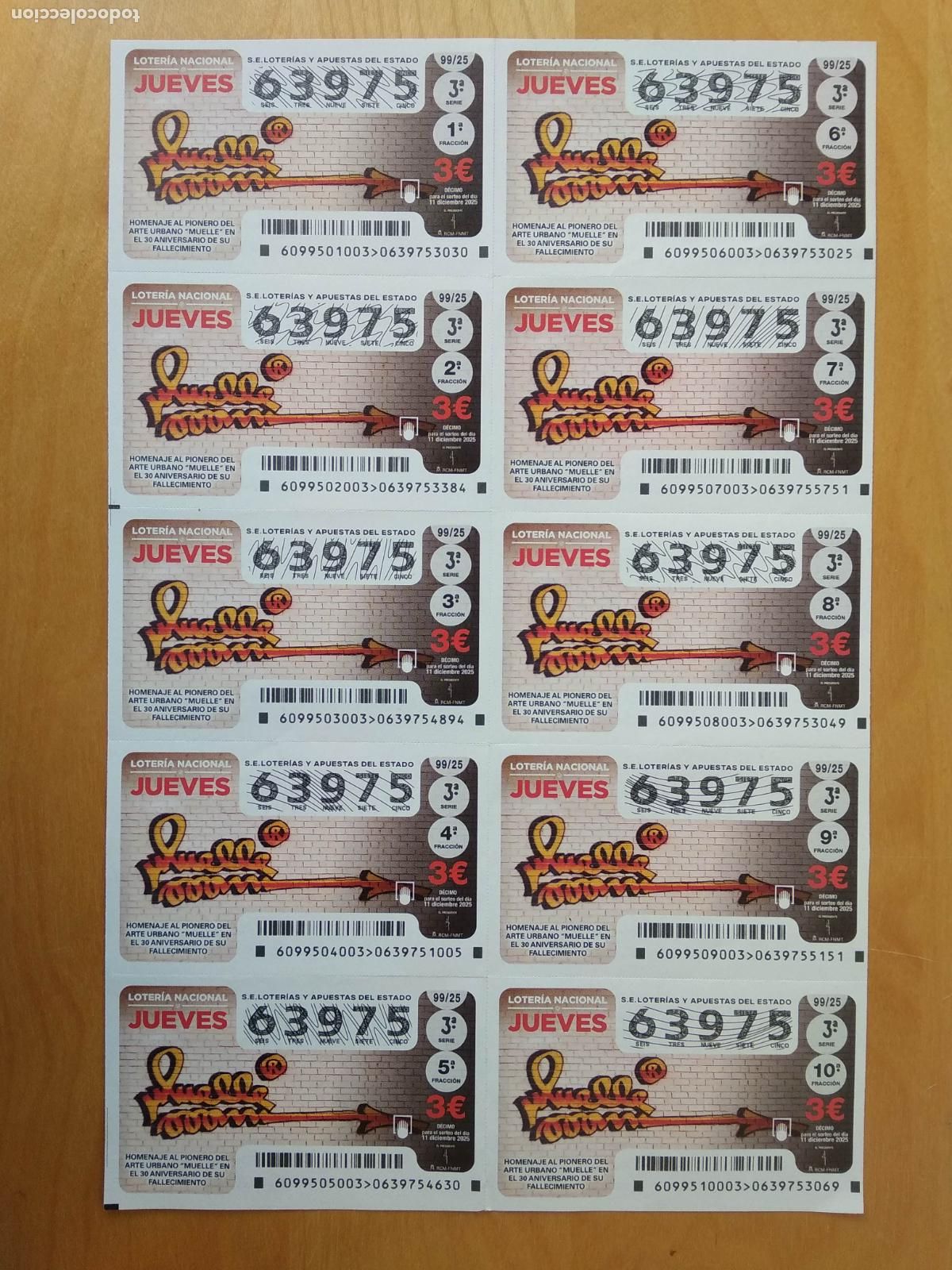 Loter&iacute;a Nacional: BILLETE COMPLETO DE LOTERIA NACIONAL DE LOS JUEVES A&Ntilde;O 2025 SORTEO N&ordm; 99