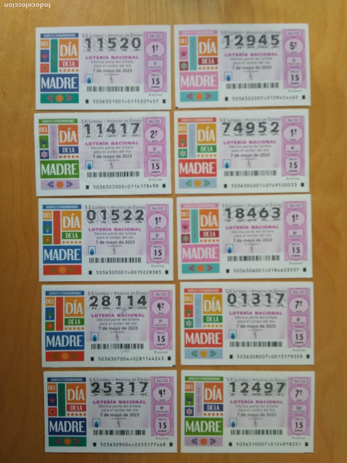 Loter&iacute;a Nacional: LOTERIA NACIONAL A&Ntilde;O 2023 SORTEO N&ordm; 36 , 10 DECIMOS , DIA DE LA MADRE