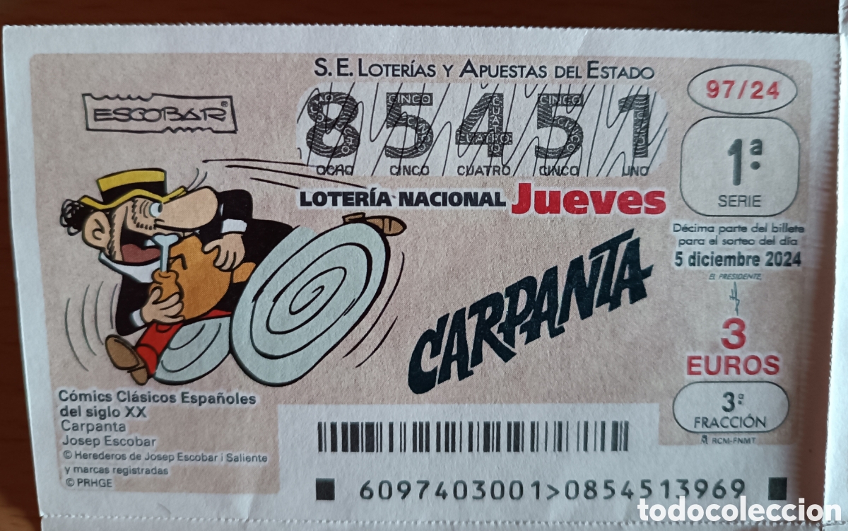 Loter&iacute;a Nacional: Loter&iacute;a jueves Carpanta