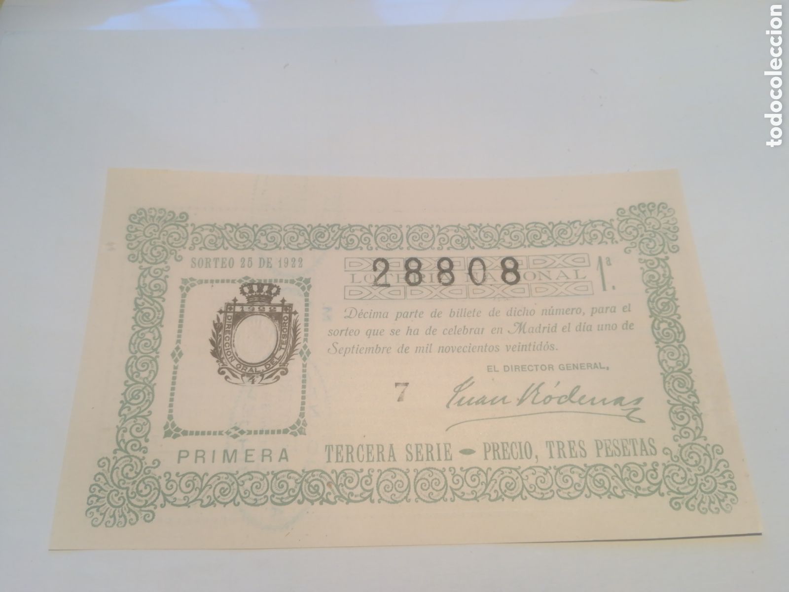 Loter&iacute;a Nacional: Loteria sorteo 25 de 1922