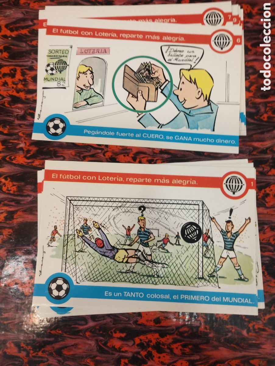 Loter&iacute;a Nacional: Coleccion completa de 12 postales la loteria y el futbol s&egrave;rie Q a&ntilde;o 1981