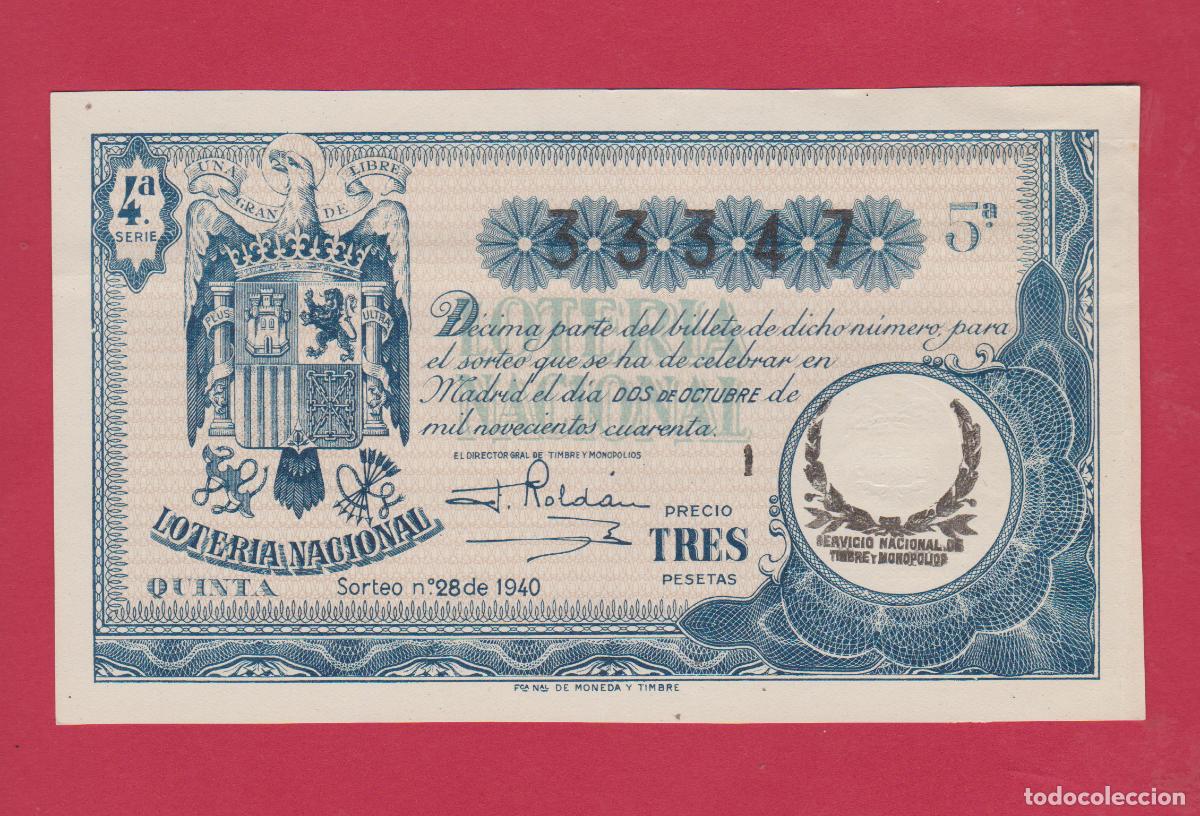 Loter&iacute;a Nacional: LOTERIA SORTEO 28 DE 1940
