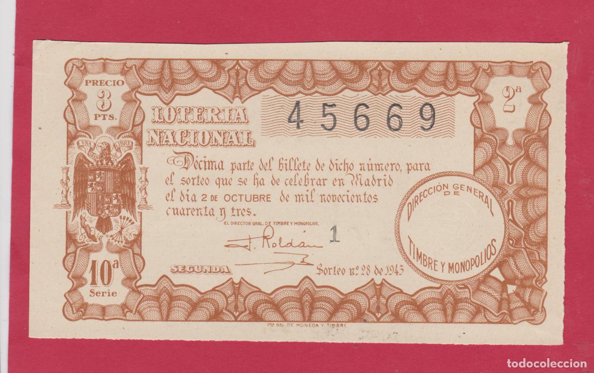 Loter&iacute;a Nacional: LOTERIA SORTEO 28 DE 1943
