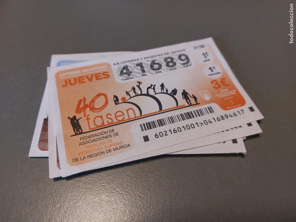 Loter&iacute;a Nacional: 41689 LOTER&Iacute;A EL JUEVES 21/26. D&Eacute;CIMO LOTERIA NACIONAL. BUEN ESTADO. C-16