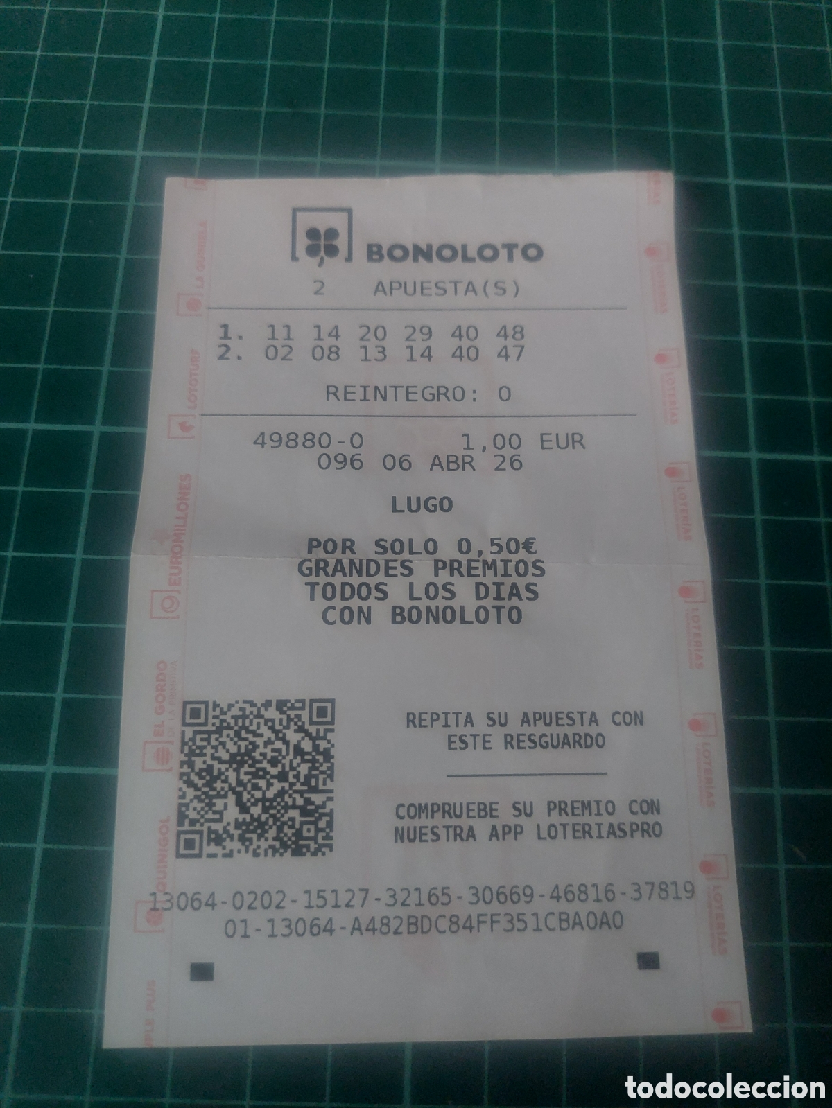 Loter&iacute;a Nacional: LUGO 2026 BONOLOTO ABRIL 2026 BOLETO