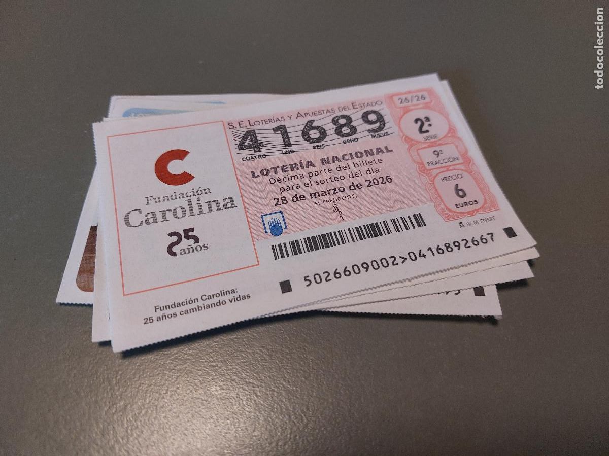 Loter&iacute;a Nacional: 41689 28 DE MARZO DE 2026. LOTER&Iacute;A. D&Eacute;CIMO LOTERIA NACIONAL. BUEN ESTADO. C-16