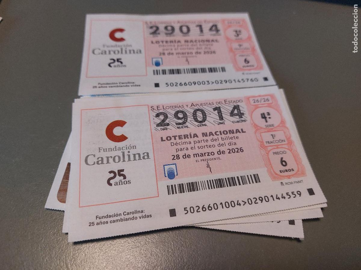 Loter&iacute;a Nacional: 29014 28 DE MARZO DE 2026. LOTER&Iacute;A. D&Eacute;CIMO LOTERIA NACIONAL. BUEN ESTADO. C-16