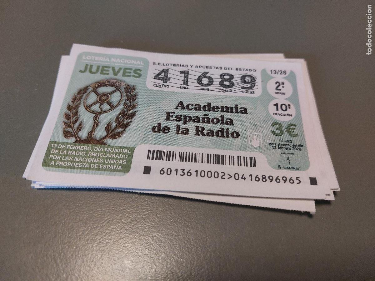 Loter&iacute;a Nacional: 41689 EL JUEVES. 13/26. LOTER&Iacute;A. D&Eacute;CIMO LOTERIA NACIONAL. BUEN ESTADO. C-16