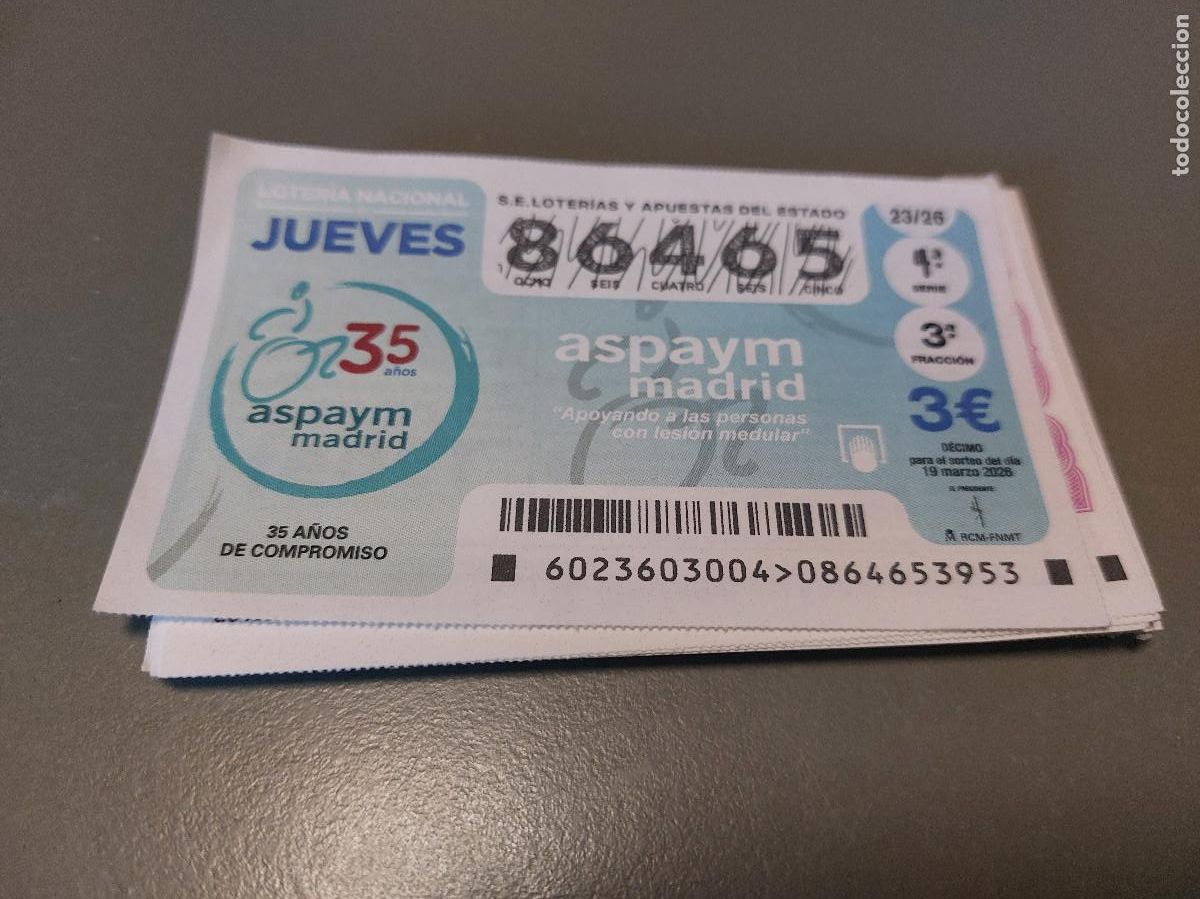 Loter&iacute;a Nacional: 86465 EL JUEVES 23/26. LOTER&Iacute;A. D&Eacute;CIMO LOTERIA NACIONAL. BUEN ESTADO. C-16