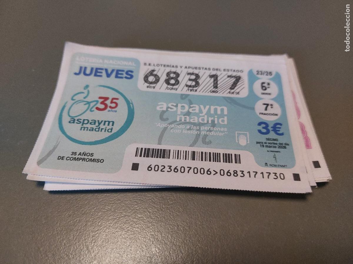 Loter&iacute;a Nacional: 68317 EL JUEVES 23/26. LOTER&Iacute;A. D&Eacute;CIMO LOTERIA NACIONAL. BUEN ESTADO. C-16