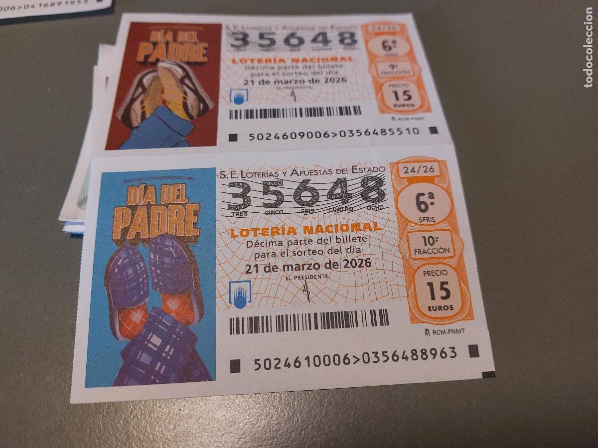 Loter&iacute;a Nacional: 35648 21 DE MARZO DE 2026. DIA DEL PADRE. D&Eacute;CIMO LOTERIA NACIONAL. BUEN ESTADO. C-16