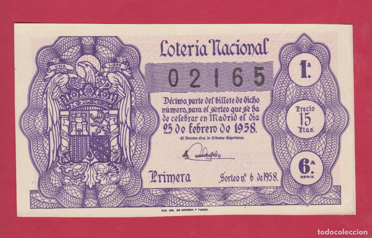 Loter&iacute;a Nacional: LOTERIA SORTEO 6 DE 1958
