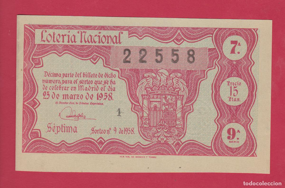 Loter&iacute;a Nacional: LOTERIA SORTEO 9 DE 1958